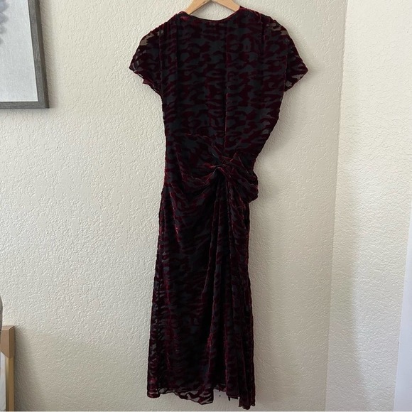 Zara Draped wine velvet mesh dress nwt women’s size XS - Picture 5 of 15